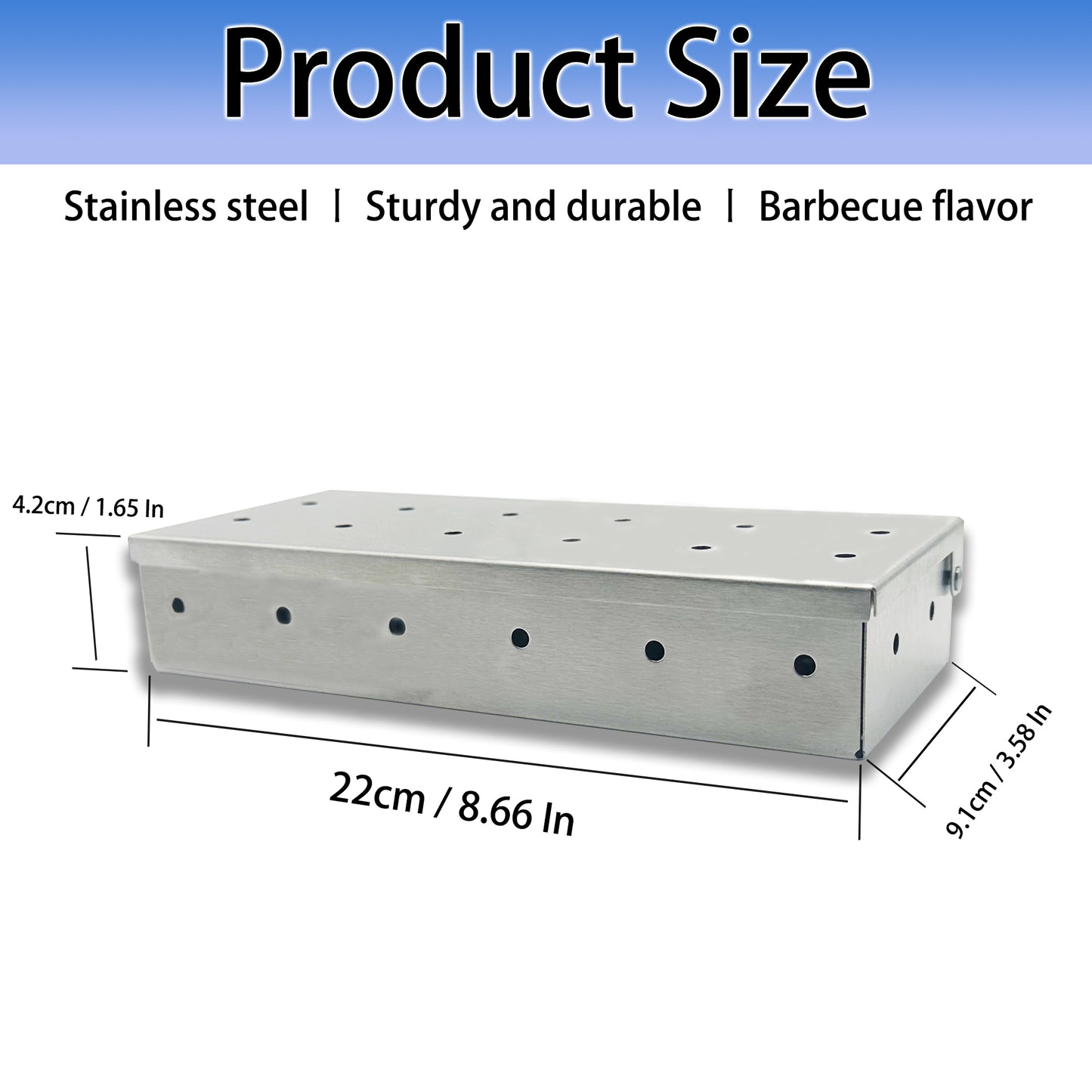 Realcook Wood Chips Smoker Box: Stainless Steel BBQ Smoking Box | Grilling Basket Smoker Firebox Accessories for Indoor & Outdoor Charcoal Gas Grill