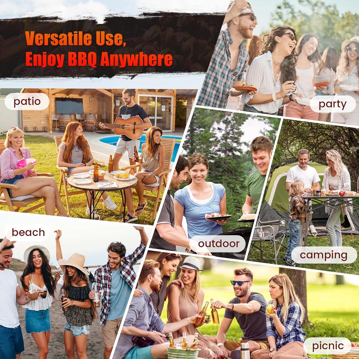 Realcook Charcoal Grills with Offest Smokers: Spacious Barrel Charcoal BBQ Grill | Barbecue Smoker Grill Combo for Outdoor Backyard Patio Camping Picnic and Party