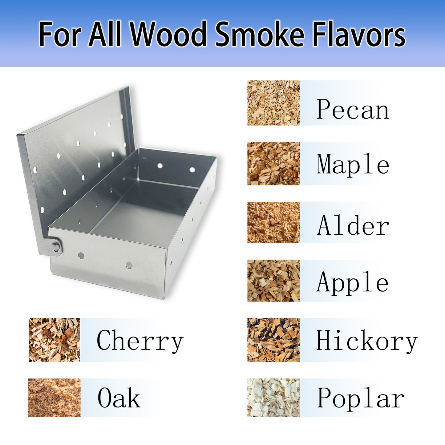 Realcook Wood Chips Smoker Box: Stainless Steel BBQ Smoking Box | Grilling Basket Smoker Firebox Accessories for Indoor & Outdoor Charcoal Gas Grill