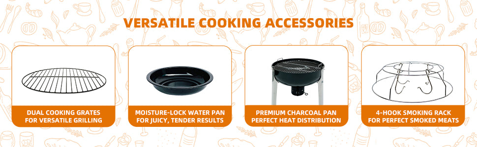 Realcook Vertical Charcoal Smoker Grills: Premium 20.5 Inch BBQ Meat Smokers - Barbecue Charcoal Grill Smoker Combo for Outdoor Cooking Patio Backyard Picnic Party Grilling