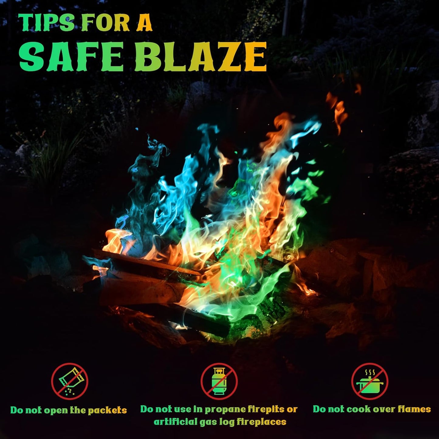 Realcook Fire Color Changing Packet: 30 Mystical Flames Color Fire Packets for Outdoor Fire Pit | Campfires