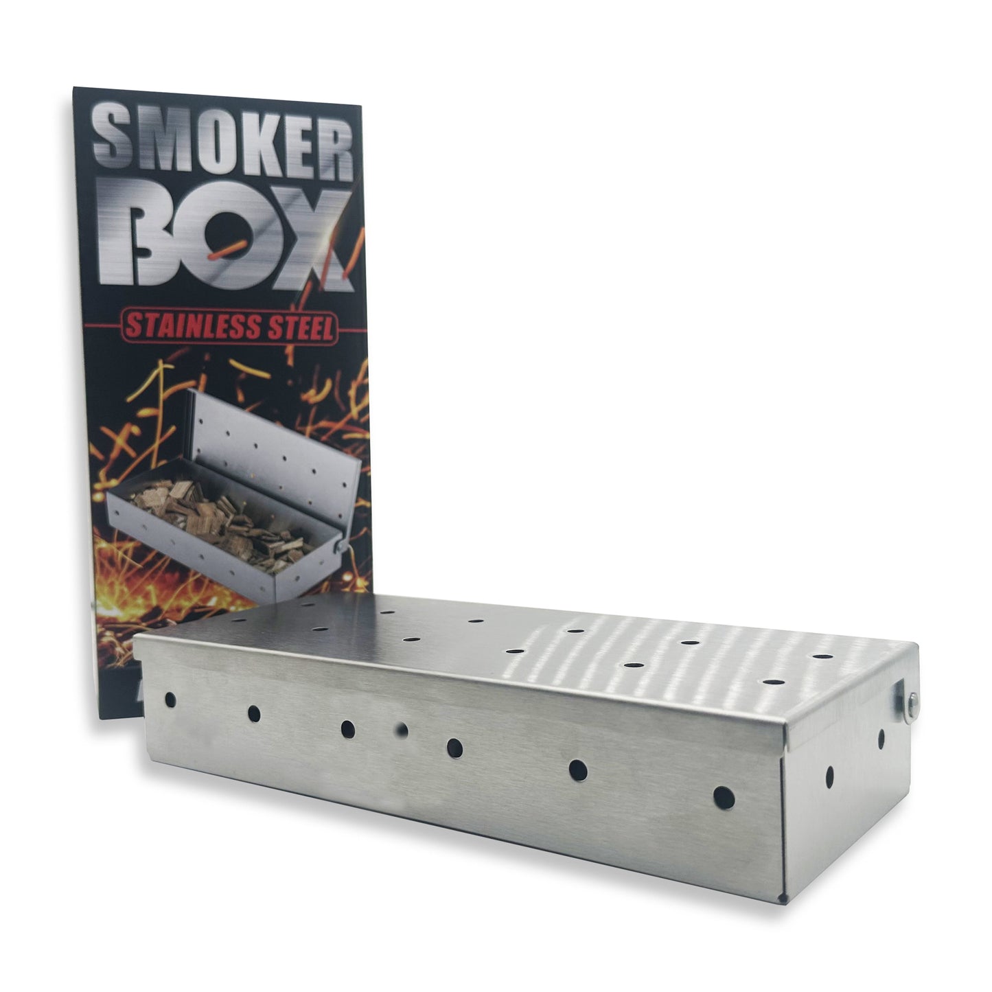Realcook Wood Chips Smoker Box: Stainless Steel BBQ Smoking Box | Grilling Basket Smoker Firebox Accessories for Indoor & Outdoor Charcoal Gas Grill