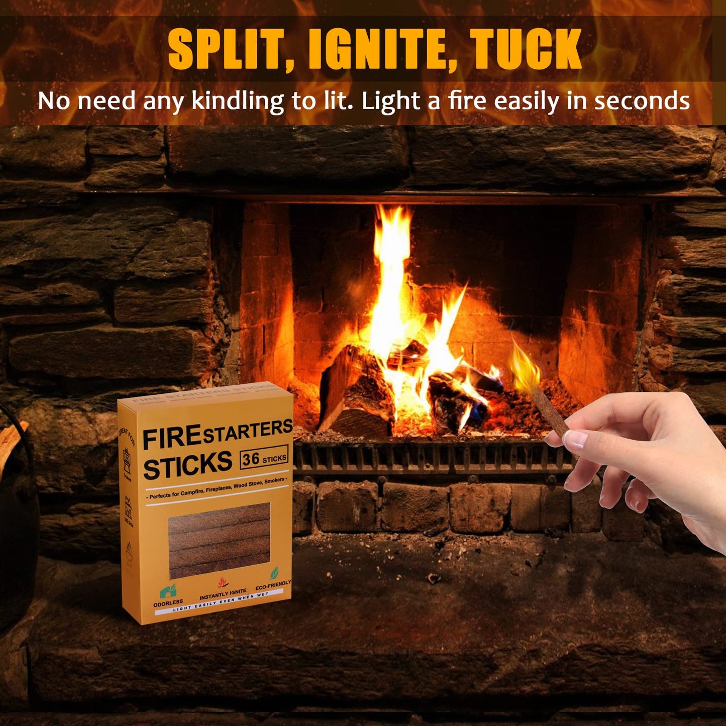 Realcook Natural Fire Starter Cubes: Upgraded 36 Firestarters Kindling