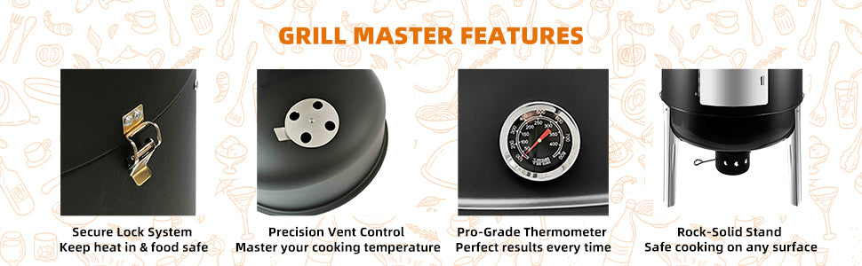 Realcook Vertical Charcoal Smoker Grills: Premium 20.5 Inch BBQ Meat Smokers - Barbecue Charcoal Grill Smoker Combo for Outdoor Cooking Patio Backyard Picnic Party Grilling