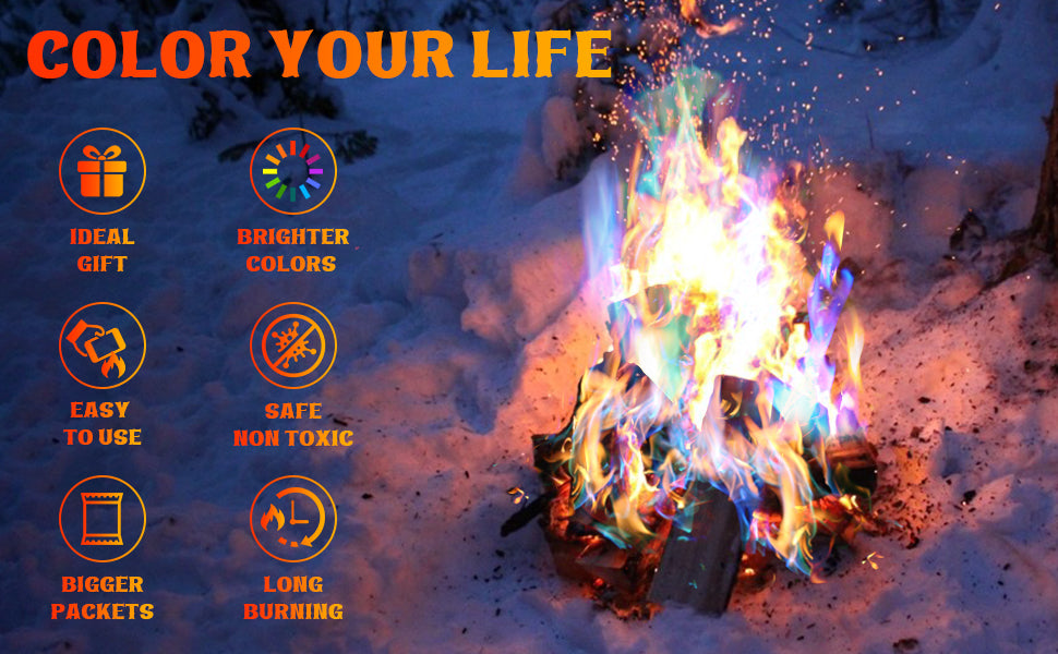 Realcook Fire Color Changing Packet: 30 Mystical Flames Color Fire Packets for Outdoor Fire Pit | Campfires