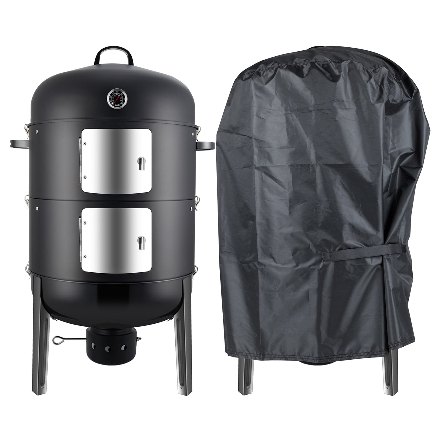 Realcook 20-inch Charcoal Vertical Smoker with Water-resistant Cover
