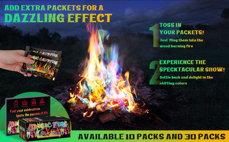 Realcook Fire Color Changing Packet: 30 Mystical Flames Color Fire Packets for Outdoor Fire Pit | Campfires