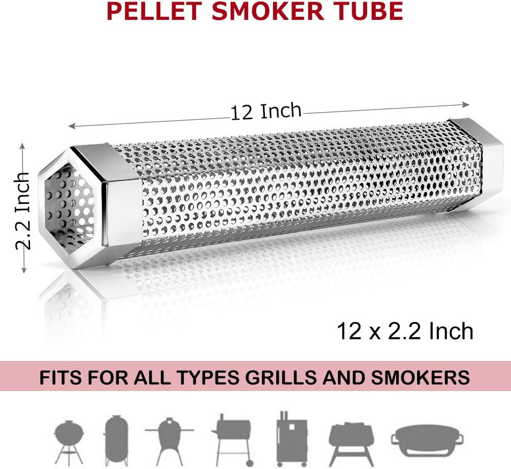 Realcook Pellet Smoker Tube 12-inch: Stainless Steel Wood Pellets Smoke Tube for Hot or Cold Smoking | BBQ Smoke Generator Tubes Works with any Grill and Smokers