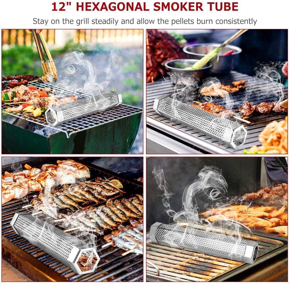 Realcook 20-Inch Charcoal Smoker Grill with Pellet Smoker Tube