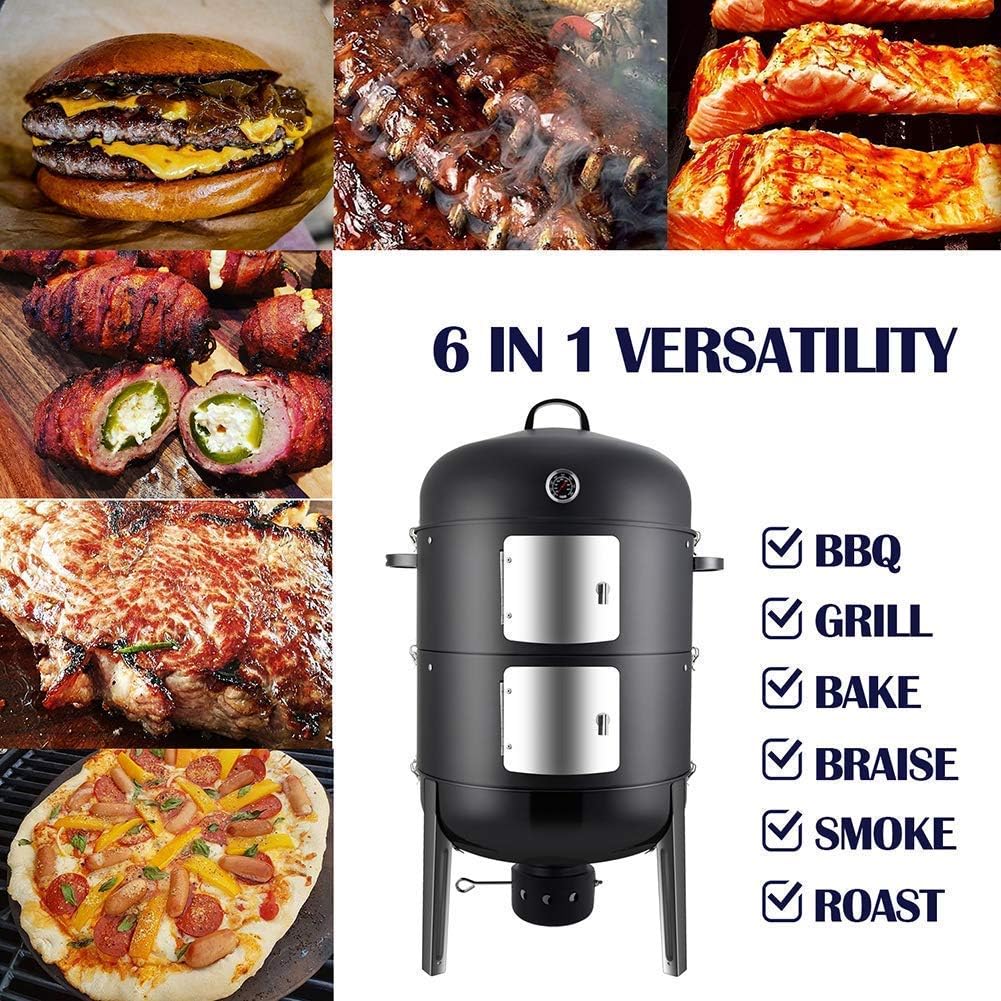 Realcook 20-Inch Charcoal Smoker Grill with Pellet Smoker Tube