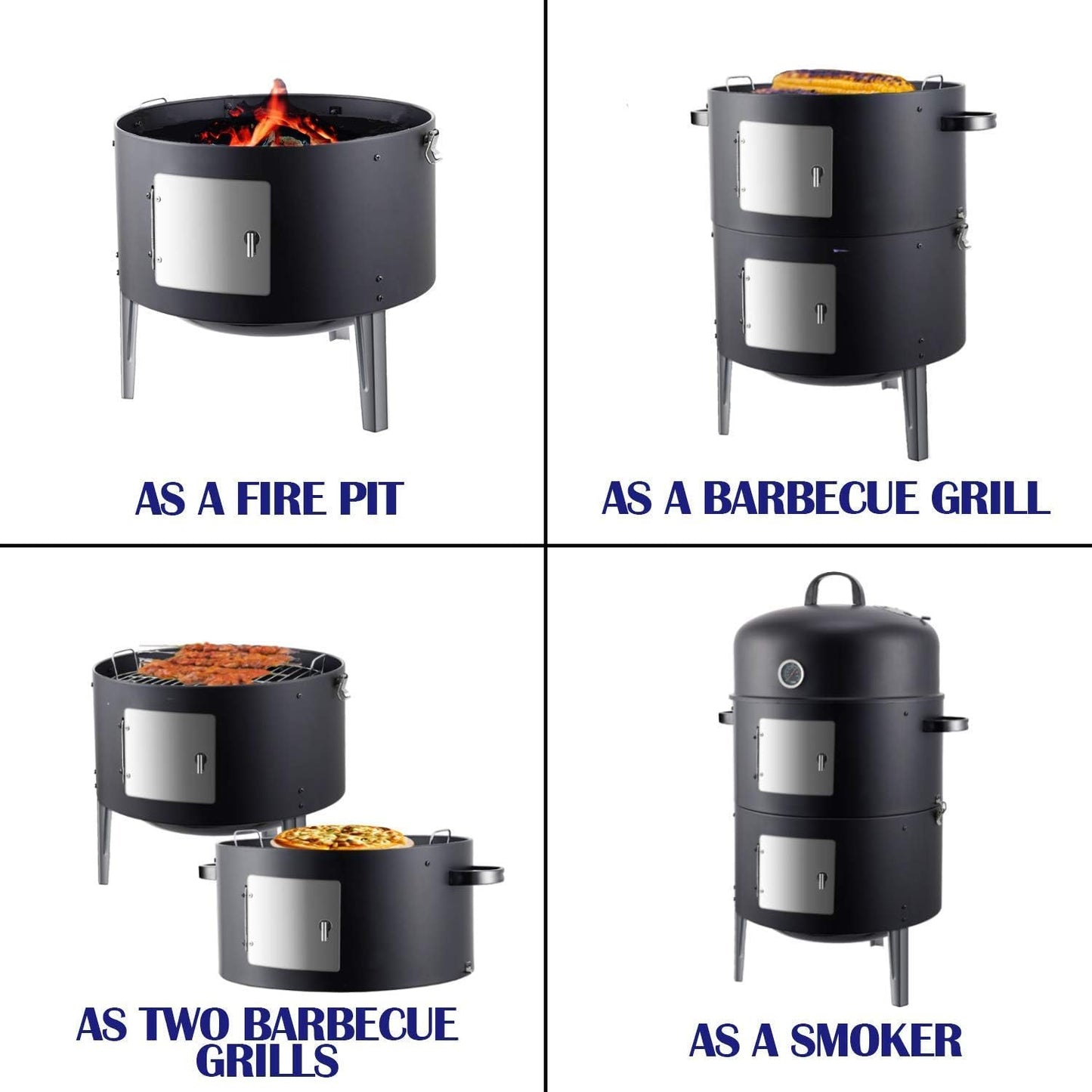 17" Realcook Charcoal Smoker Grill with Pellet Smoker Tube & Smoker Cover