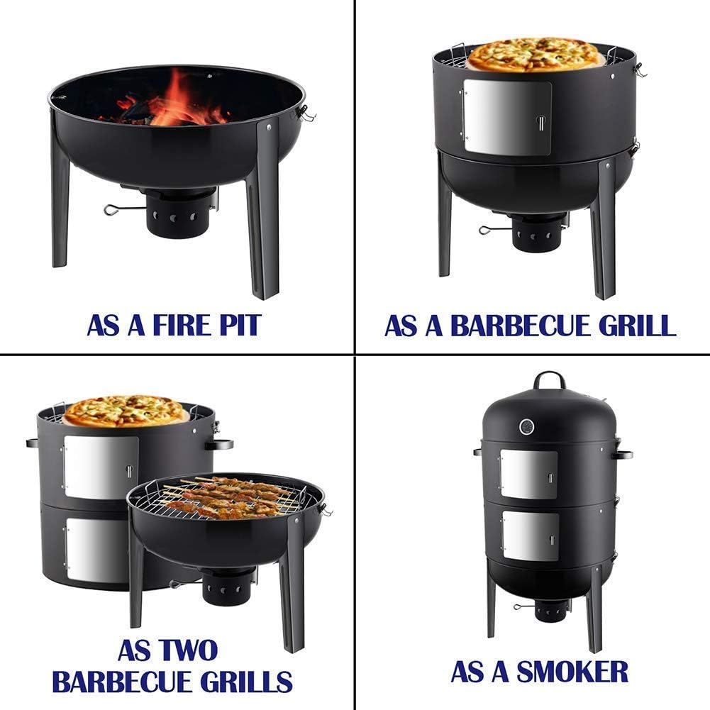 Realcook 20-Inch Charcoal Smoker Grill with Pellet Smoker Tube