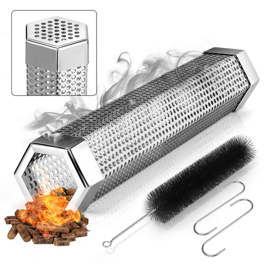 Realcook Pellet Smoker Tube 12-inch: Stainless Steel Wood Pellets Smoke Tube for Hot or Cold Smoking | BBQ Smoke Generator Tubes Works with any Grill and Smokers