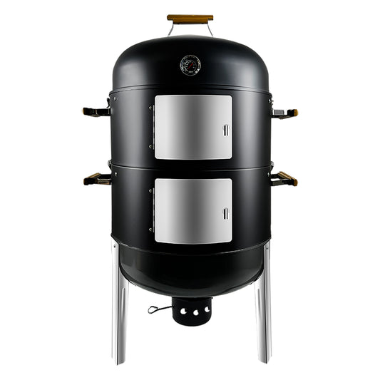 Realcook Vertical Charcoal Smoker Grills: Premium 20.5 Inch BBQ Meat Smokers - Barbecue Charcoal Grill Smoker Combo for Outdoor Cooking Patio Backyard Picnic Party Grilling