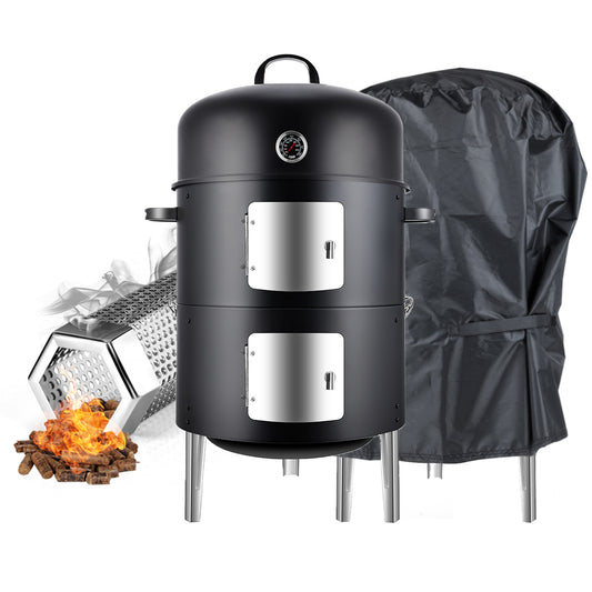 17" Realcook Charcoal Smoker Grill with Pellet Smoker Tube & Smoker Cover