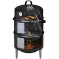 laraVist Vertical Charcoal Smoker - Heavy-Duty Steel BBQ Grill w/453 Sq.In Cooking Space & Thermometer, Black