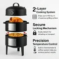 laraVist Vertical Charcoal Smoker - Heavy-Duty Steel BBQ Grill w/453 Sq.In Cooking Space & Thermometer, Black
