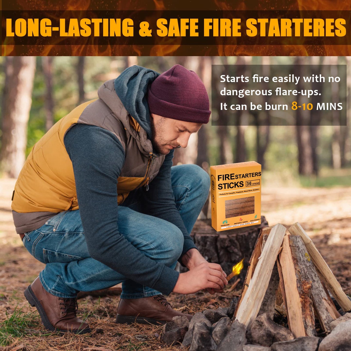 Realcook Natural Fire Starter Cubes: Upgraded 36 Firestarters Kindling